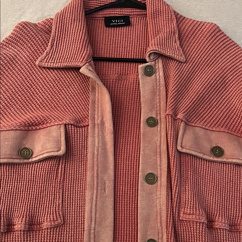 Vici Women's Textured Coral Utility Jacket